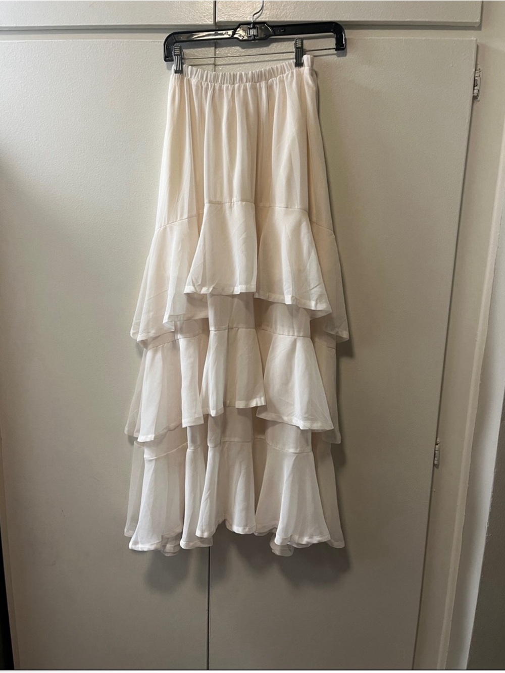 NWOT M. Frederic Long Ruffle Skirt (semi sheer) sz S